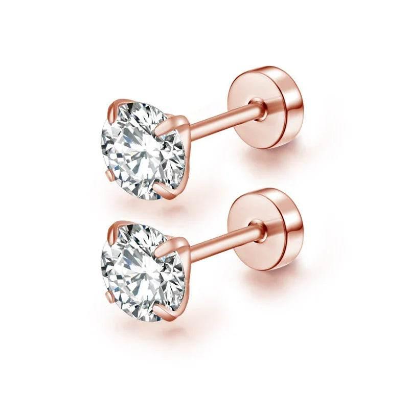 Zircon Cake Stud Earrings – Titanium Steel Shine - ZA-Zola