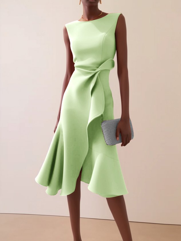 Women’s Sleeveless Round Neck Temperament Long Dress