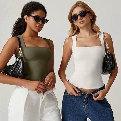 Square-Neck Slim Tank Top | Summer Sleeveless Style - ZA-Zola