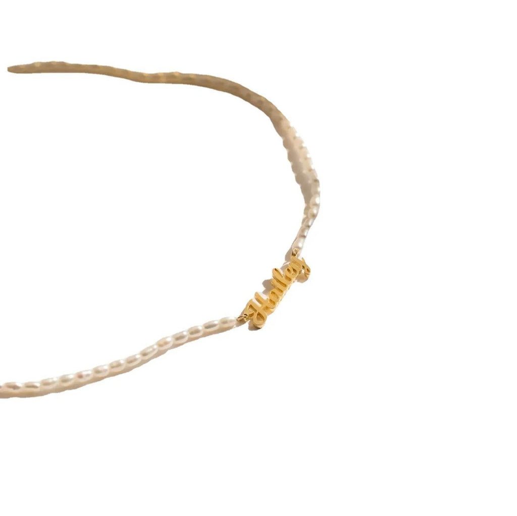 Custom Name Pendant & Pearl Beaded Necklace - Shop Now - ZA-Zola