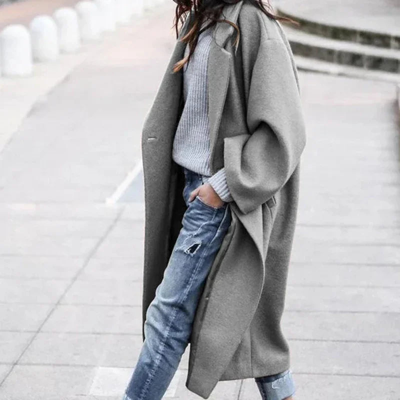 Fashion Long Lapel Coat for Women – Warm Solid Color Winter Coat - ZA-Zola