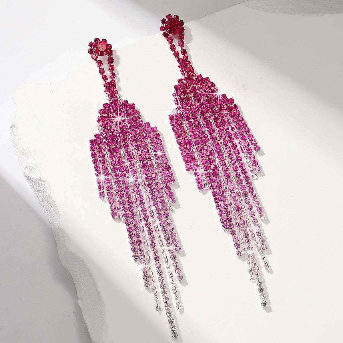 ZA-Zola Rhinestone Tassel Earrings for Women - ZA-Zola