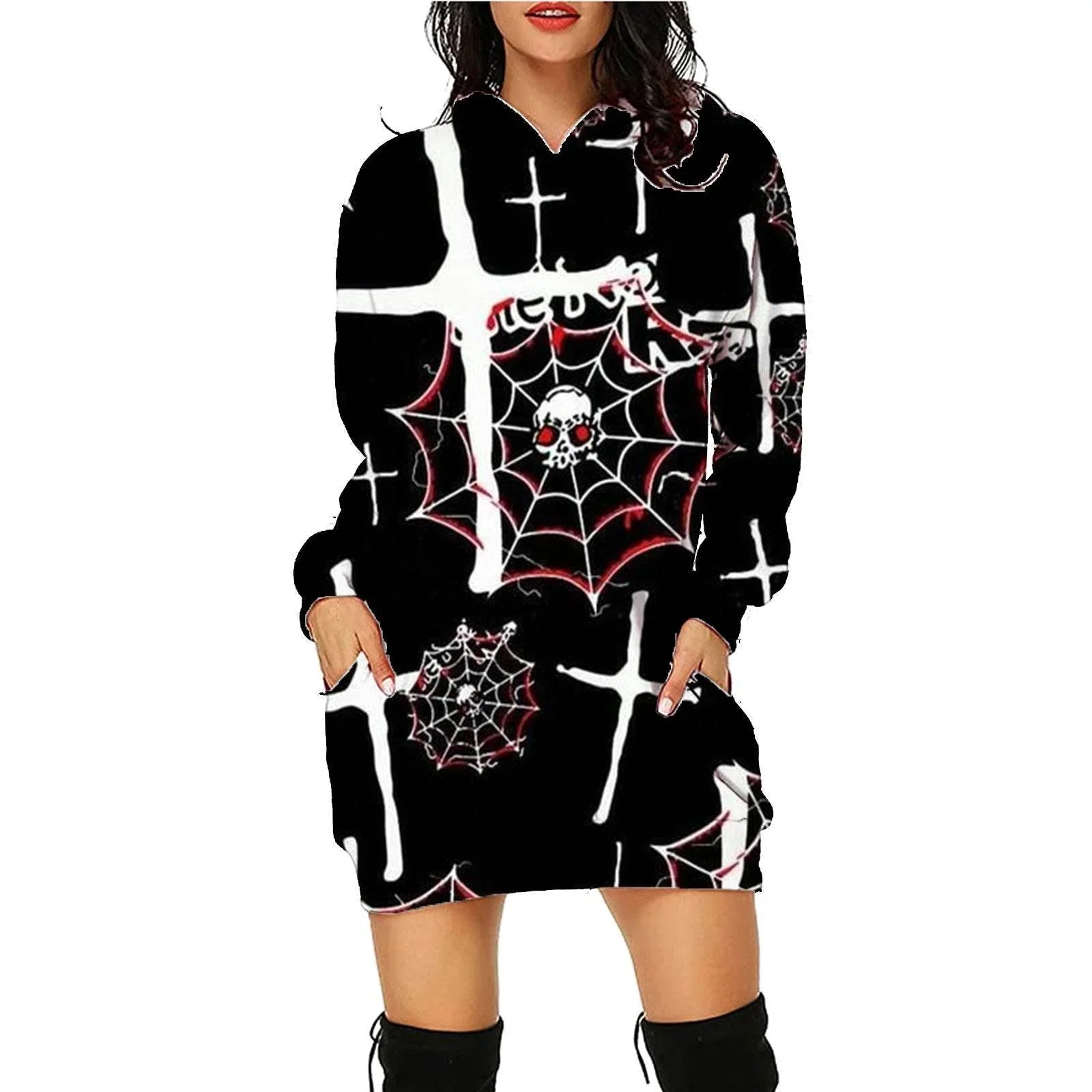 Halloween Print Hoodie Dress | ZA-Zola Women’s - ZA-Zola