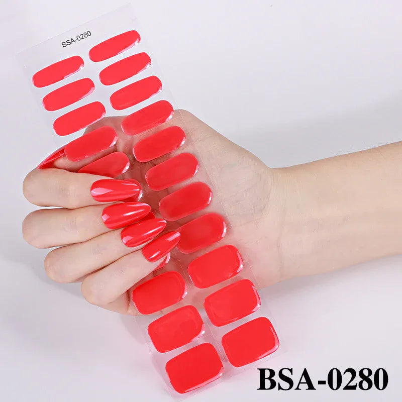 Simple Solid Color No-Bake Gel Nail Stickers - ZA-Zola