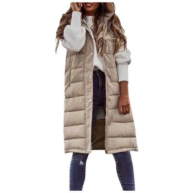 Women Sleeveless Down Jacket – Long Winter Puffer Coat - ZA-Zola