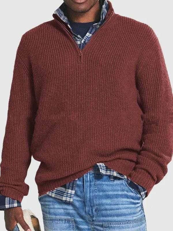 Men's Business Casual Zip Stand Collar Sweater - ZA-Zola