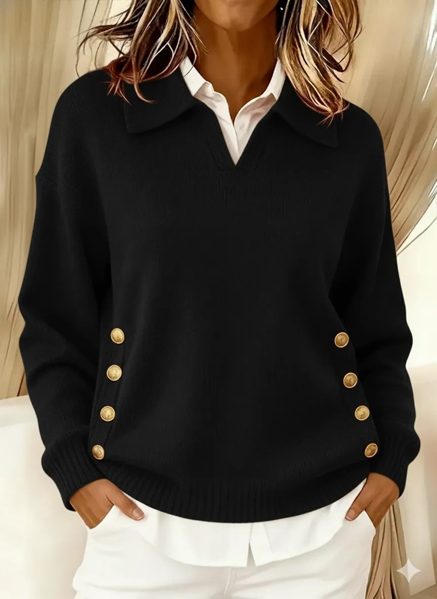 Women’s Button Down Collar Pullover Sweater