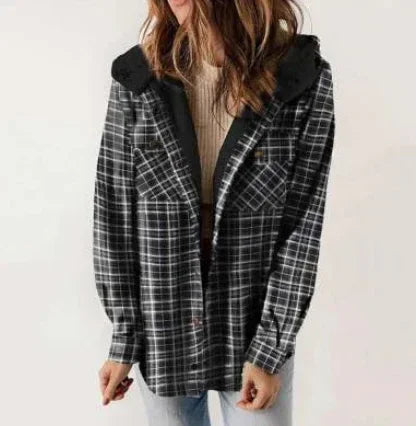 Plaid Hooded Woolen Coat | Thick Fleece Warm Jacket - ZA-Zola
