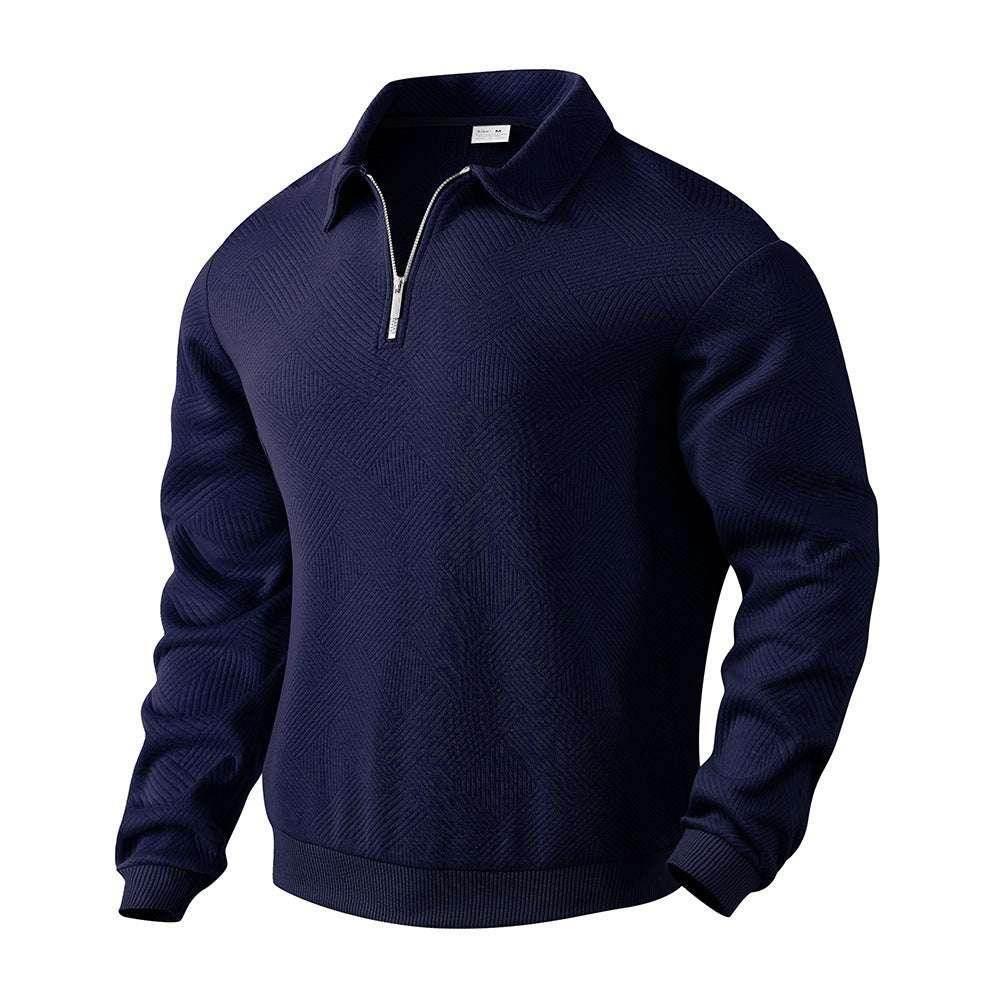 Lapel Jacquard Half-Zipper Sweatshirt - Stylish Men's Tops - ZA-Zola