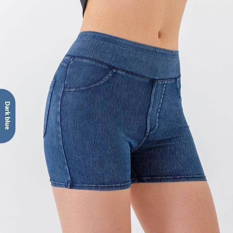 High-Waist Hip Lift Yoga Denim Shorts for Women - ZA-Zola