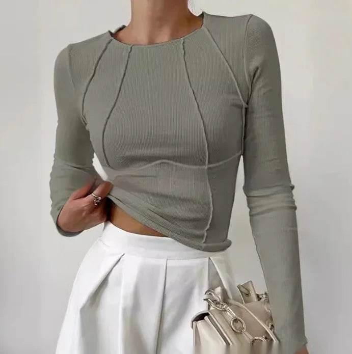 Slim Long Sleeve Knitted Top – Shop Now! - ZA-Zola