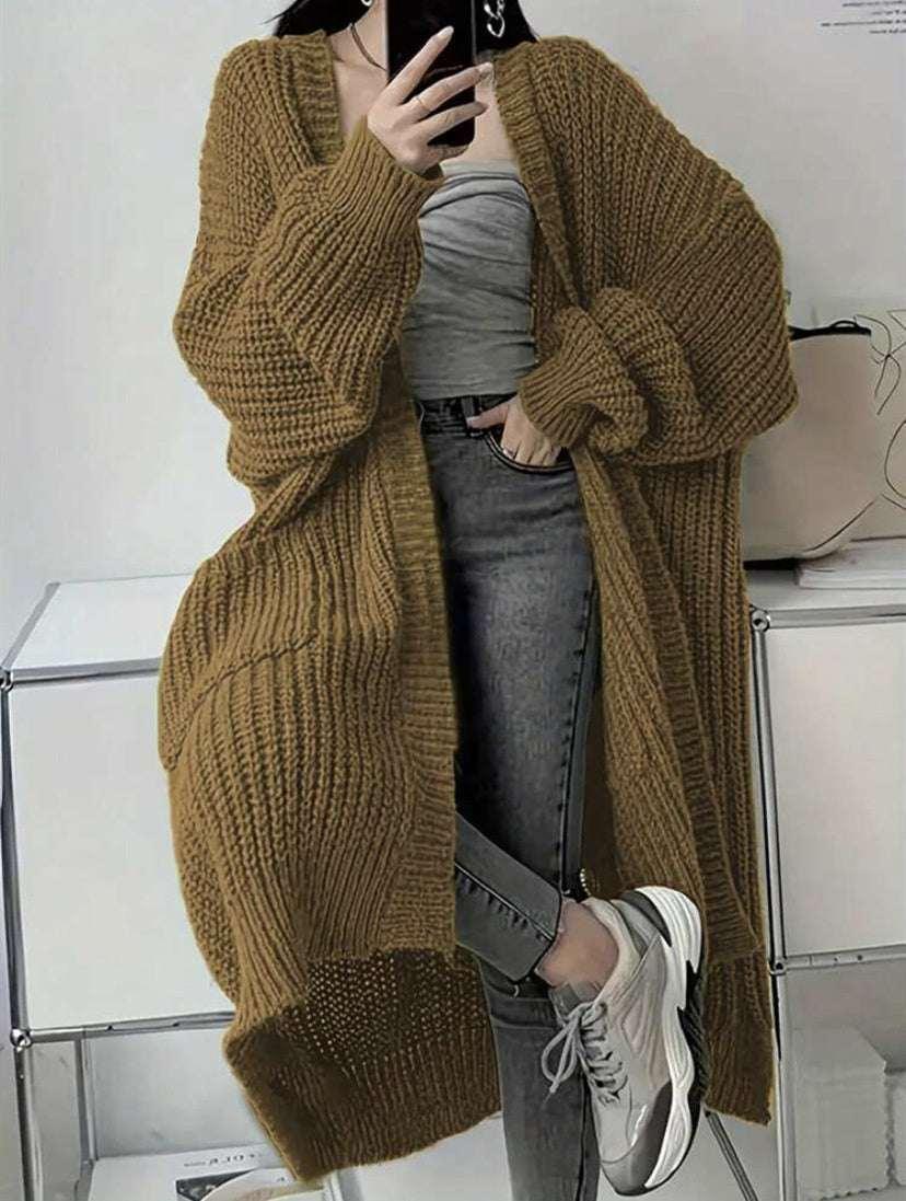 Women Knitted Cardigan | Long Loose Winter Sweater - ZA-Zola