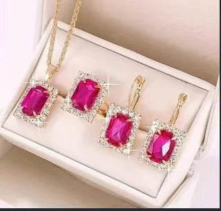 Crystal Jewelry Set – Necklace, Earrings & Ring - ZA-Zola