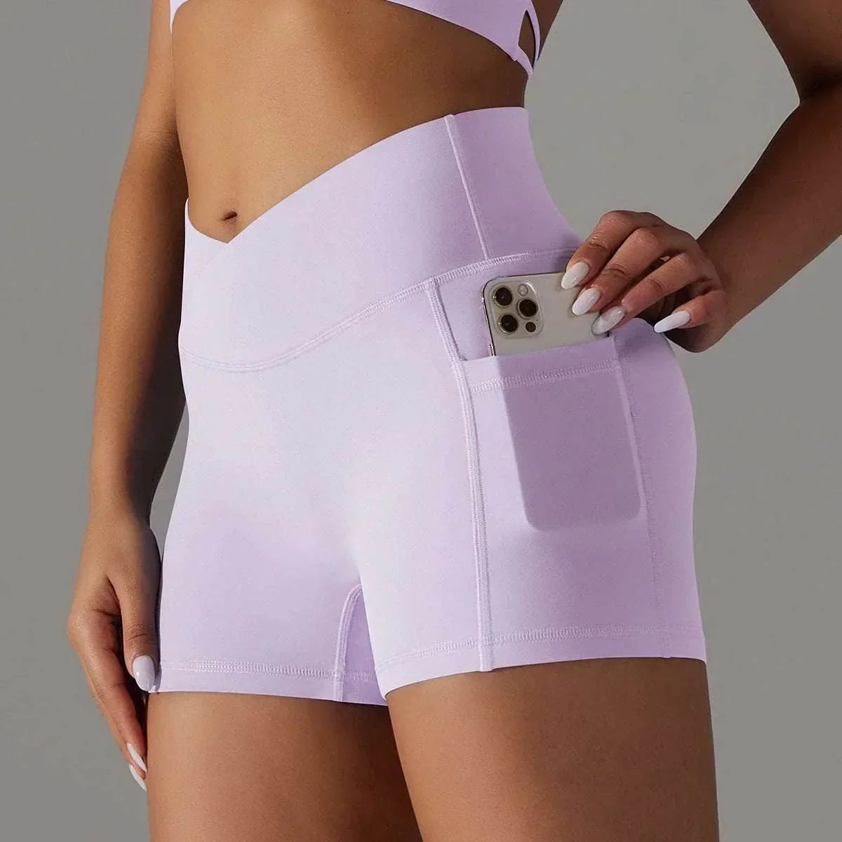 Yoga Shorts with Phone Pocket – Women's Sportswear - ZA-Zola