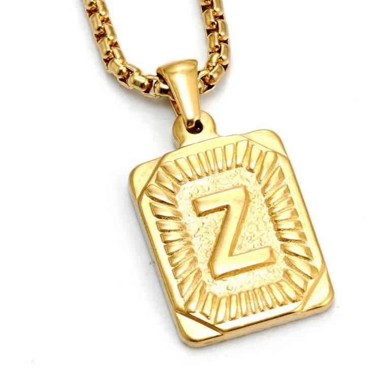 18K Gold Letter Pendant Pearl Chain Necklace - ZA-Zola