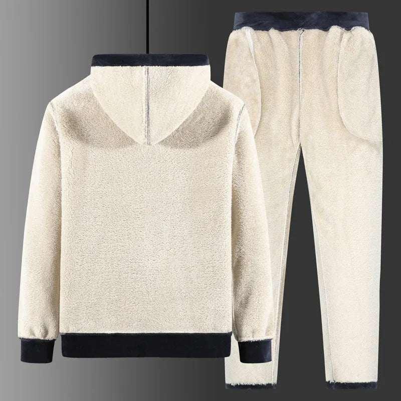 Plus Size Winter Tracksuit – Silver Fox Velvet Hoodie & Sweatpants Set - ZA-Zola