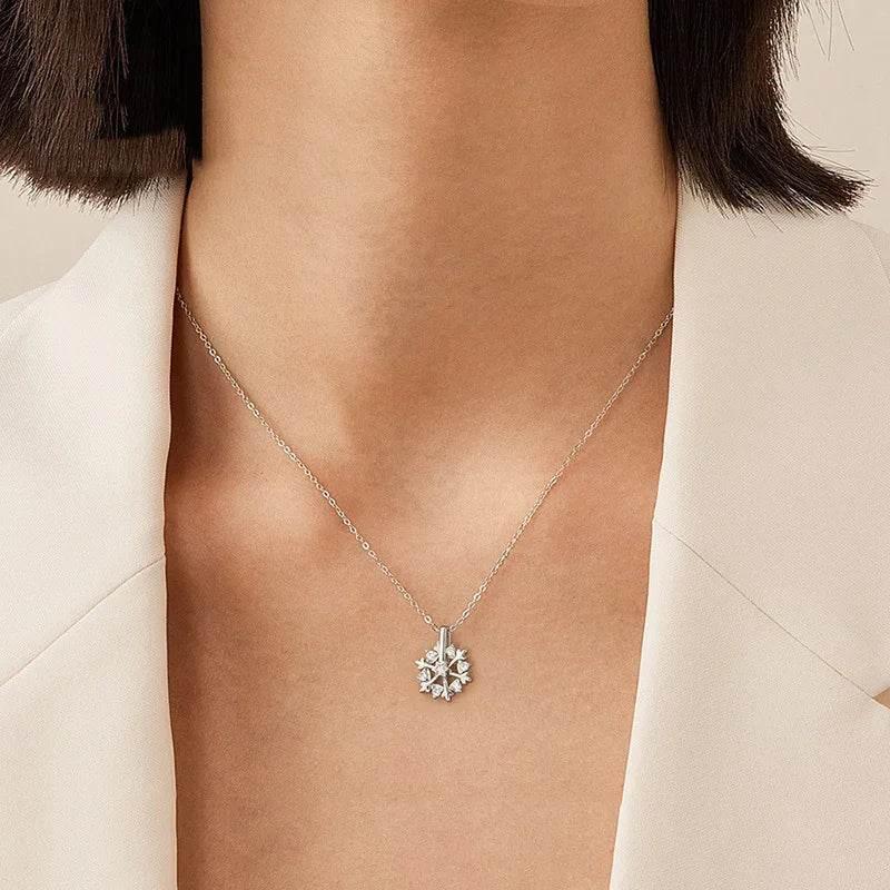 Rotatable 925 Silver Snowflake Necklace – Shop Now - ZA-Zola