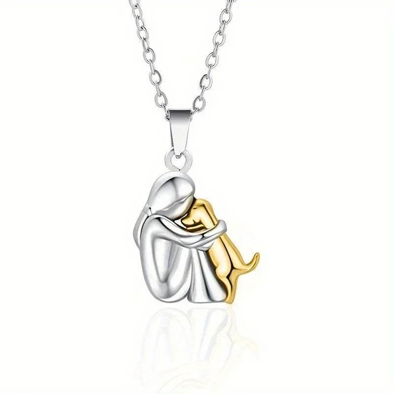 Girl and Dog Hug Necklace – Pet Love Jewelry Gift - ZA-Zola