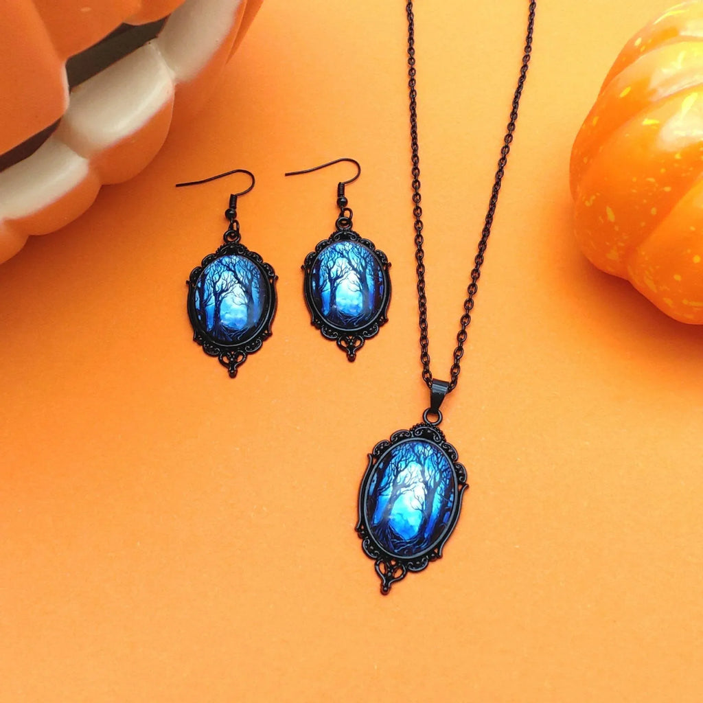 ZA-Zola Halloween Tree Witch Necklace Set - ZA-Zola