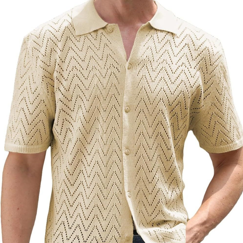 Men’s Summer Hollowed Leisure Short Sleeve Shirt