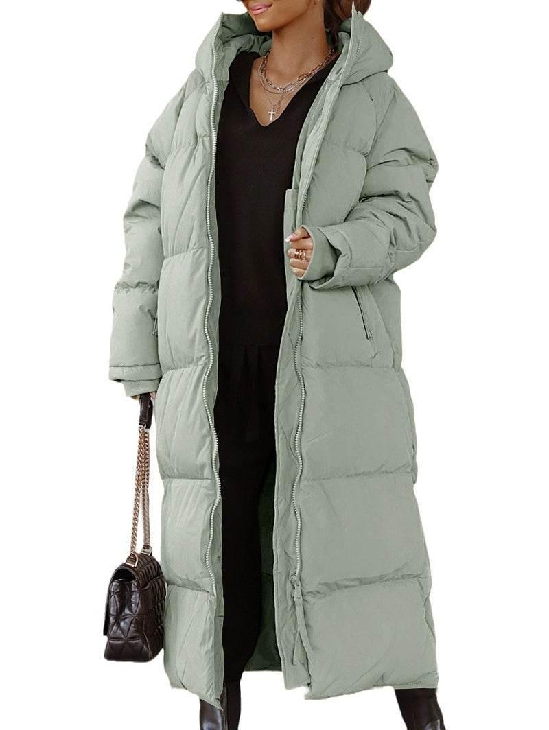 Hooded Long Casual Zip Coat – Stylish Women's Outerwear - ZA-Zola