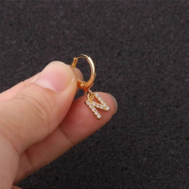 Women's Zircon Letter Earrings – Stylish Gold Jewelry - ZA-Zola