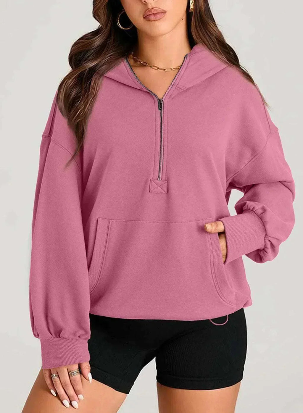 Solid Zip Hoodie – Women's Casual Layer - ZA-Zola
