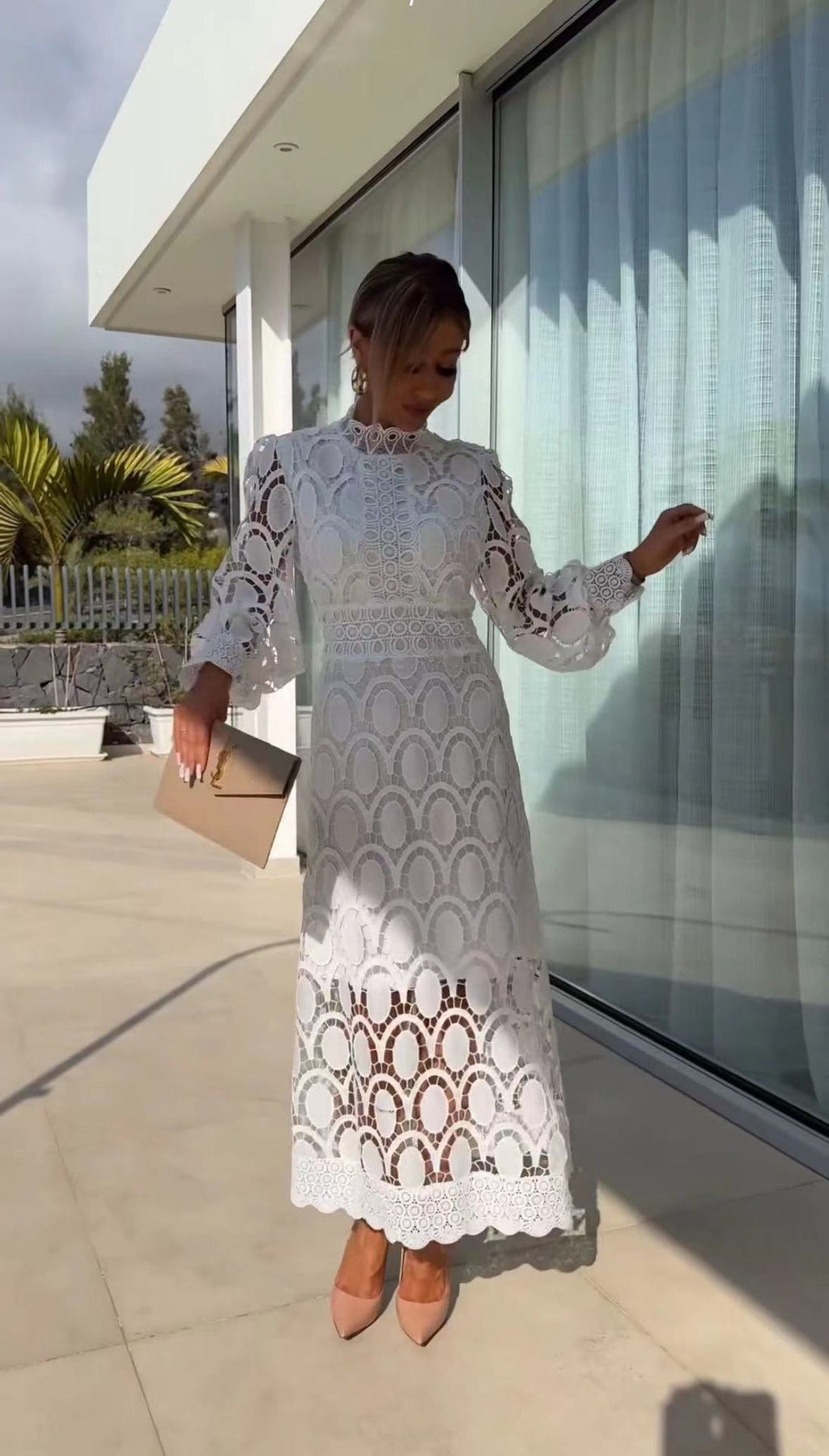 Women’s Fashion Long Patchwork Dress Elegant Solid Color Maxi Dress