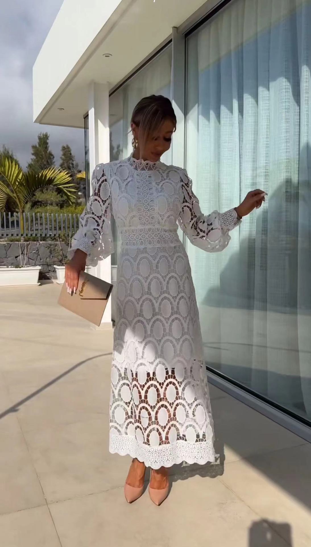 Women’s Fashion Long Patchwork Dress Elegant Solid Color Maxi Dress
