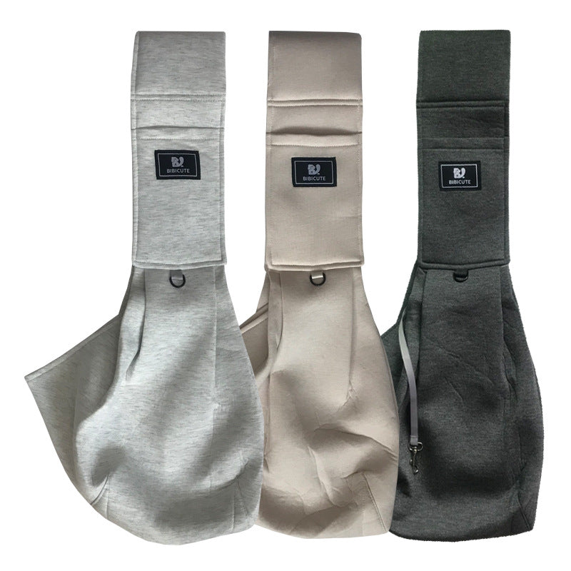 Three gray fabric bags with a brand logo on a white background