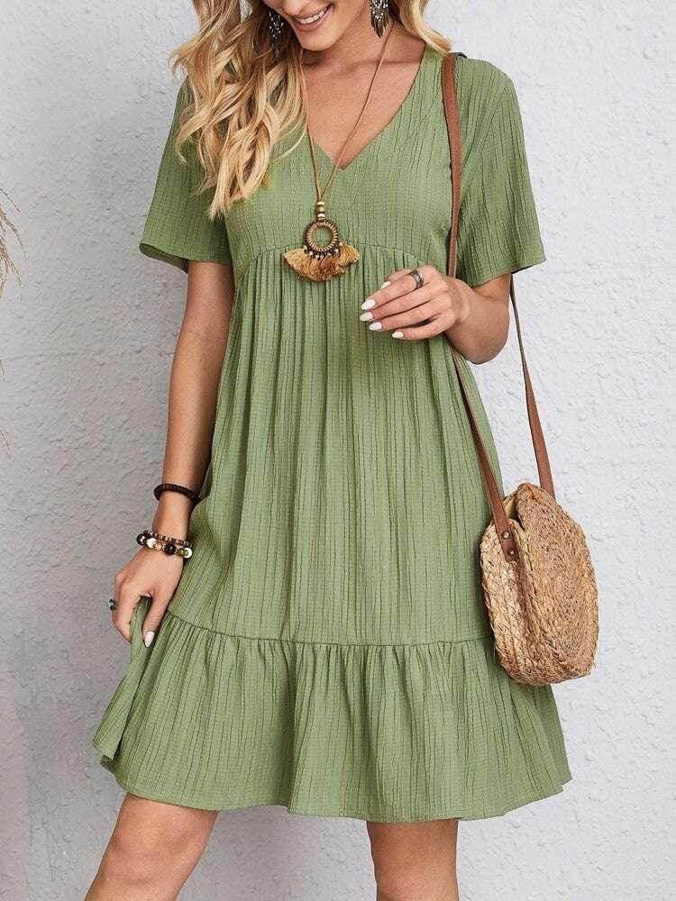 Ruffled V-Neck Summer Dress for Women - ZA-Zola