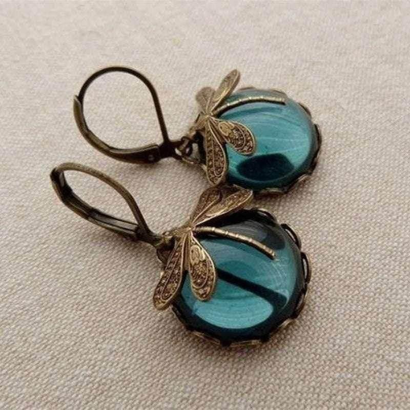 Boho Dragonfly Moonstone Drop Earrings Women - ZA-Zola