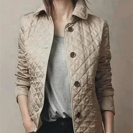 Lapel Cotton Padded Jacket for Women | Elegant Slim Fit Coat - ZA-Zola