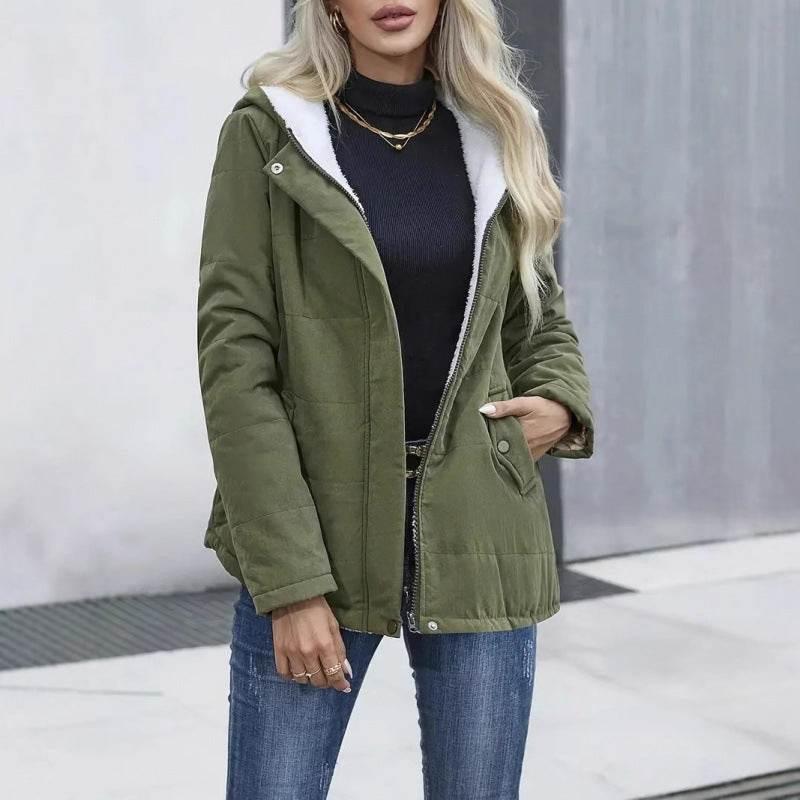 Fleece-lined Hooded Coat – Warm Preppy Winter Cotton Jacket Women - ZA-Zola