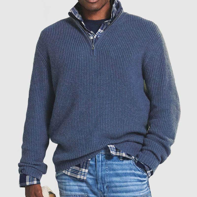 Men's Business Casual Zip Stand Collar Sweater - ZA-Zola