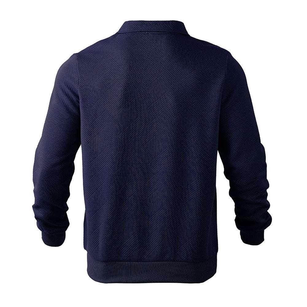 Lapel Jacquard Half-Zipper Sweatshirt - Stylish Men's Tops - ZA-Zola