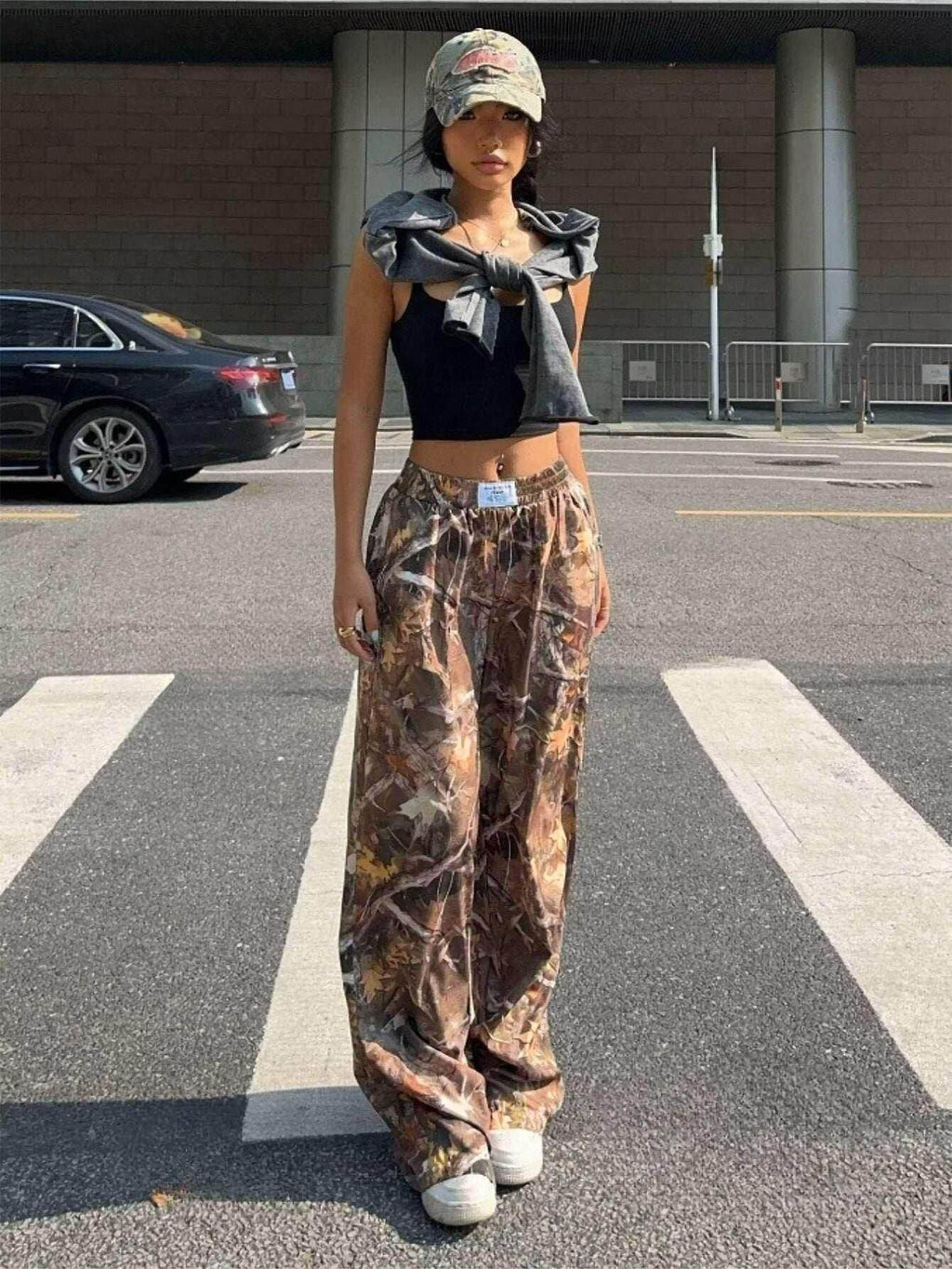 Women’s Y2K Camo Cargo Pants with Pockets - ZA-Zola