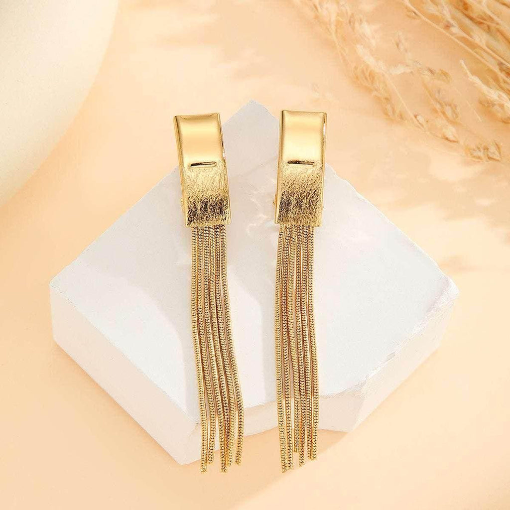 Gold Tassel Chain Earrings – Elegant Party Wear - ZA-Zola