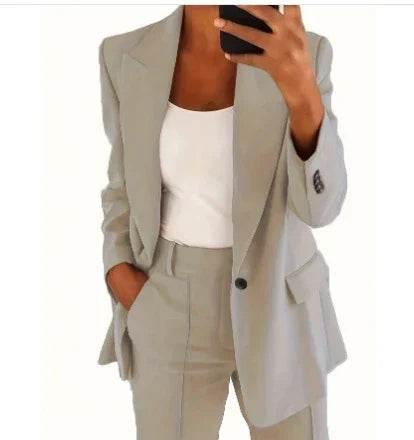 Slim Blazer & Pocket Trousers Set for Women - ZA-Zola