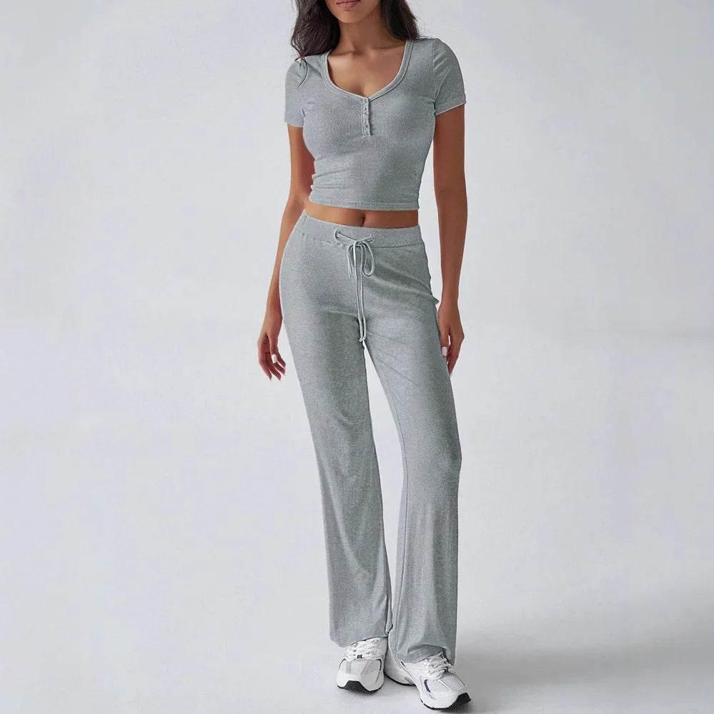 Solid Color Crew Neck Casual Suit – Shop Now for Comfort - ZA-Zola