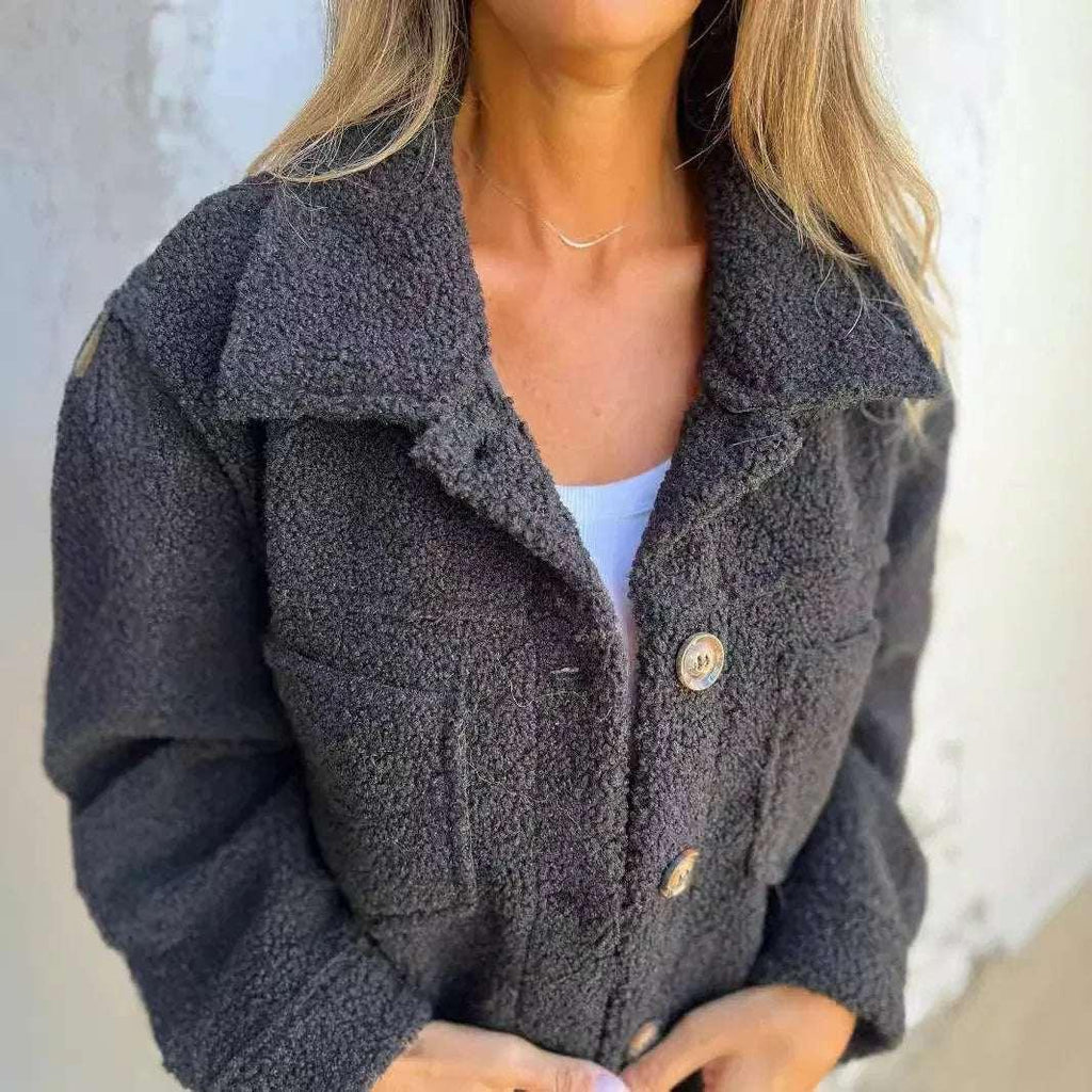 Lamb Wool Coat Women Cropped Winter Jacket - ZA-Zola