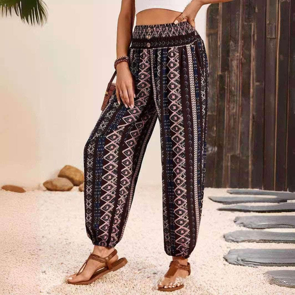 High Waist Loose Print Trousers for Women - ZA-Zola