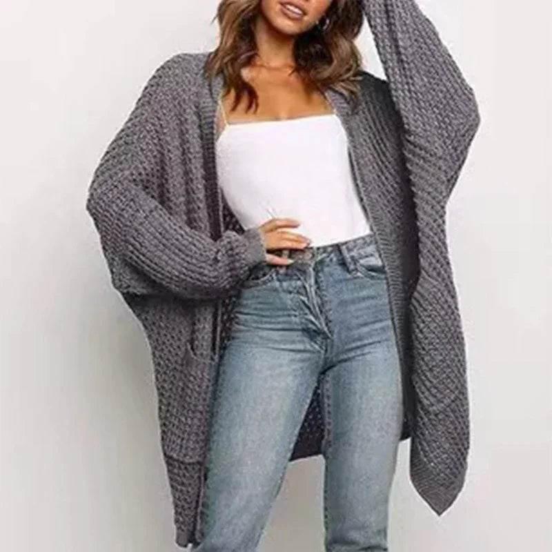 Cozy Long Knit Cardigan – Chunky, Cute & Comfy - ZA-Zola