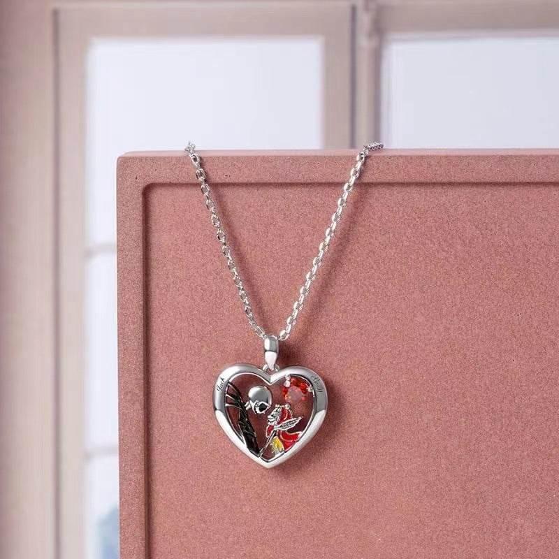 ZA-Zola Heart Skull Rhinestone Necklace - ZA-Zola