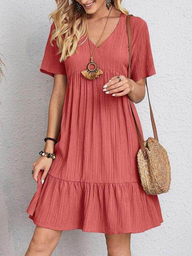 Ruffled V-Neck Summer Dress for Women - ZA-Zola