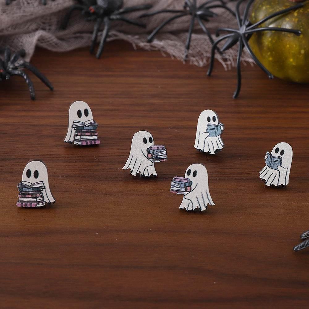 ZA-Zola Halloween Ghost Wooden Stud Earrings Set - ZA-Zola