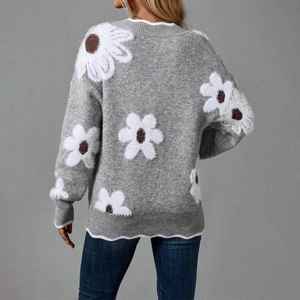 Lace Collar Brocade Cashmere Sweater Women - ZA-Zola