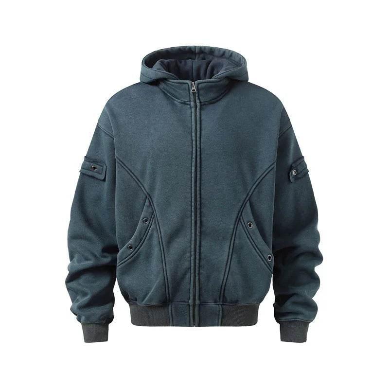 Men's Retro Washed Hooded Fleece Sweatshirt - Winter Style - ZA-Zola