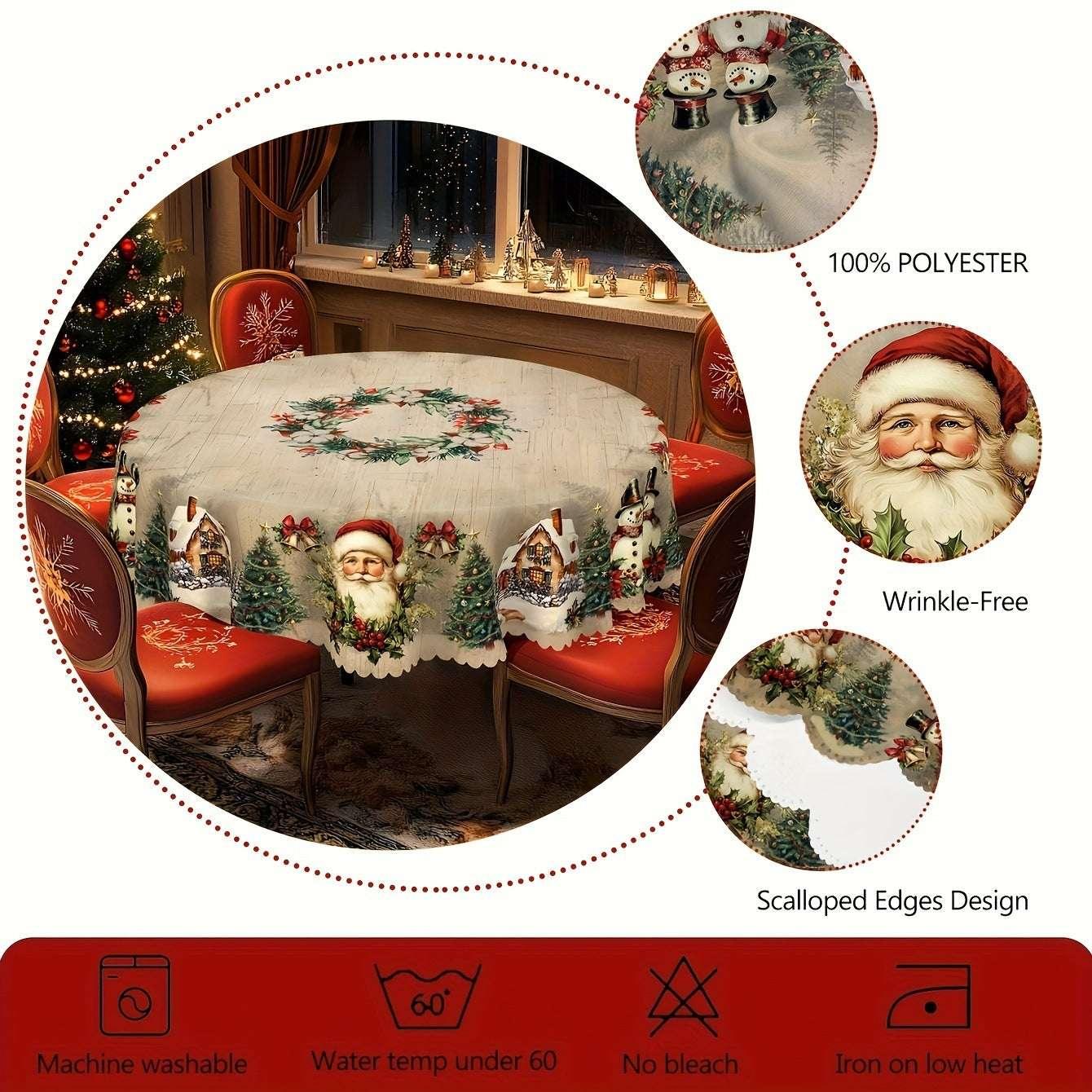 Christmas Tablecloth Santa Claus Round & Rectangular - ZA-Zola