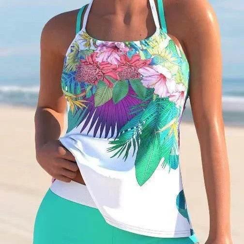 Ladies New Large Flower Split Women's Swimsuit (M–3XL) - ZA-Zola